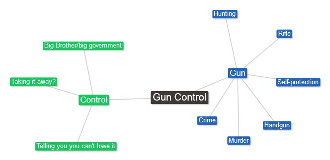 The phrase "gun control" limits debate too narrowly and brings to mind Big Brother.